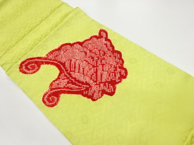 絞り鹿の子抽象模様開き名古屋帯（額縁仕立て）